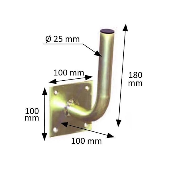 SAT L-formad vägg offset armstöd, D25 arm offset 110 mm