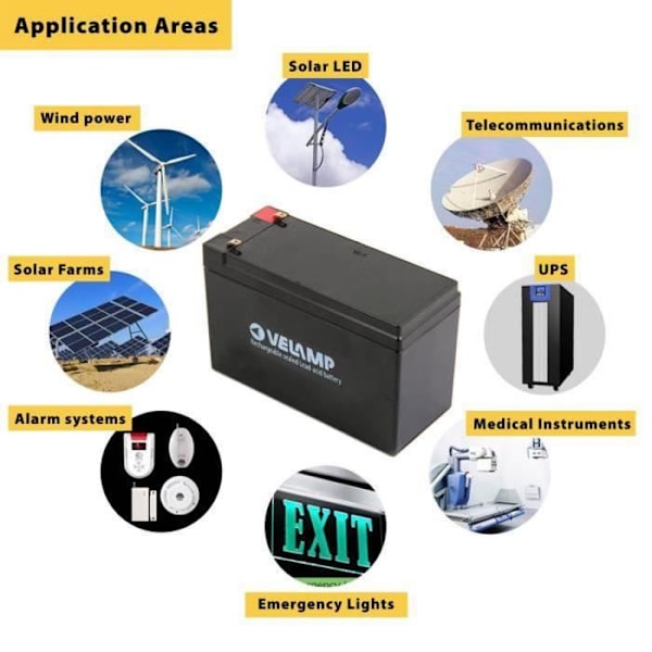 Blygsbatteri - VELAMP - NP2.3-12 / UL 2.4-12 - 12V - 2.4Ah - Kompatibel Generisk