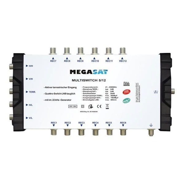 Megasat Multiswitch 5-12 Mark-till-satellit signal flera switchar
