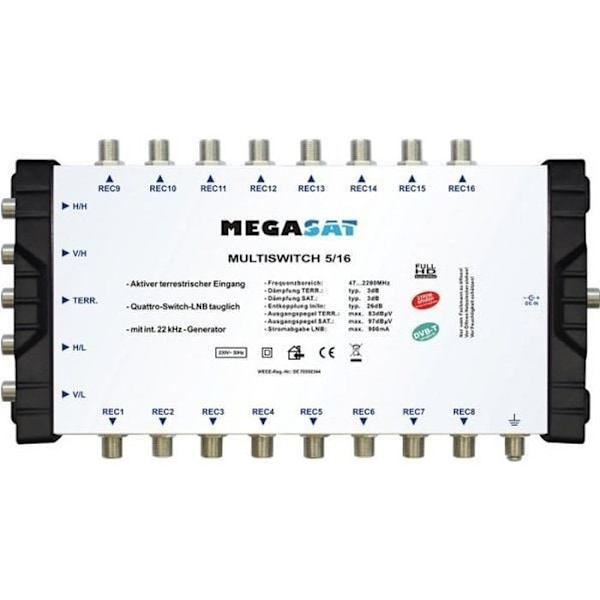 MEGASAT 5-16 Multiswitch Switch 5 tuloa - 16 lähtöä