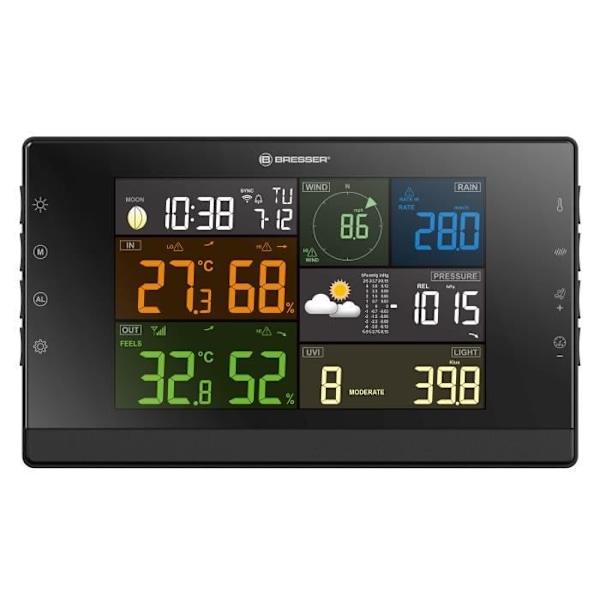 WiFi vejrstation - BRESSER - Profi-WSC - 7 i 1 sensor - Prognoser og alarmer - Udendørs brug schwarz
