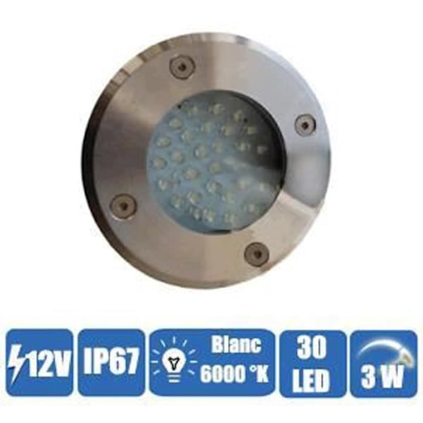 Infälld spotlight vattentät vit belysning 30 LEDs 12 Volt