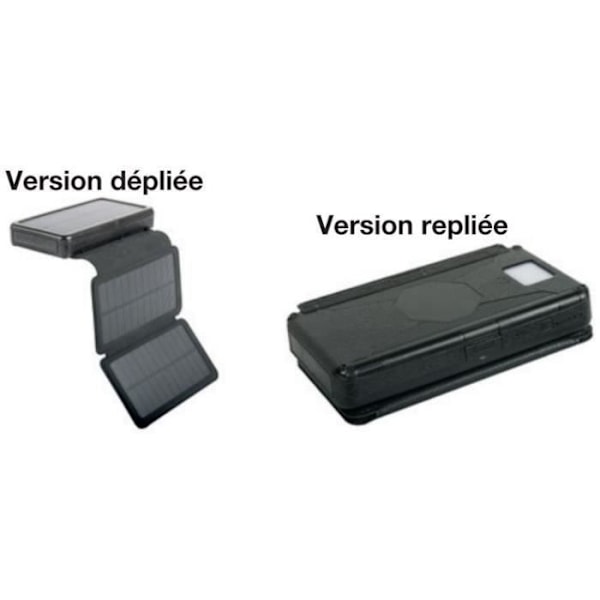 Extern batteri - OPTEX - 20000 mAh - Solenergi - 2 ingångar - 2 USB 2.1A-portar grå hopfällbar Grå