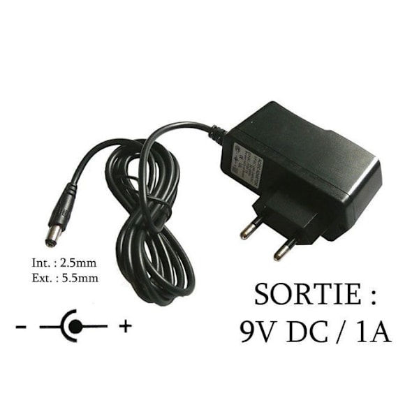 Strömförsörjning ACDC 220V till 9V 1A spets 2,5x5,5