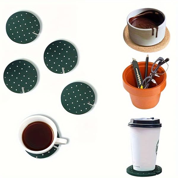 Et sæt kaktus coasters, inklusive 6 grønne coasters. green