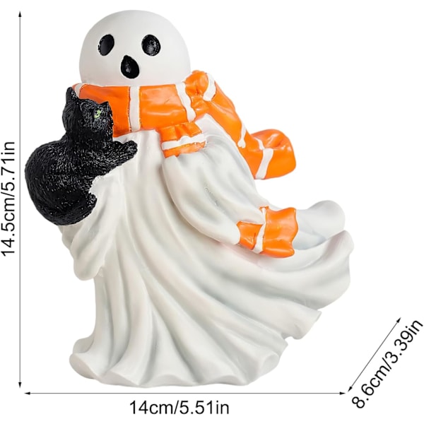 Spökformad spökkattstaty, gjord av harts 1pc