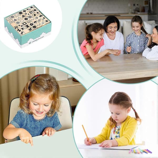 Geometriskt Djurstämpel Tryckleksaksset, Set med 42 Scrapbook-tillbehör