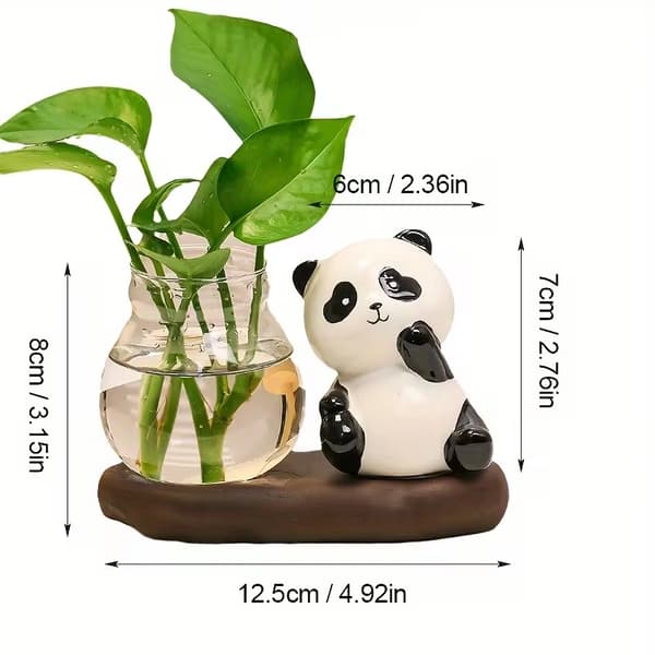 Pandaformad hydroponisk prydnad, lämplig som skrivbordsdekoration. 1pc