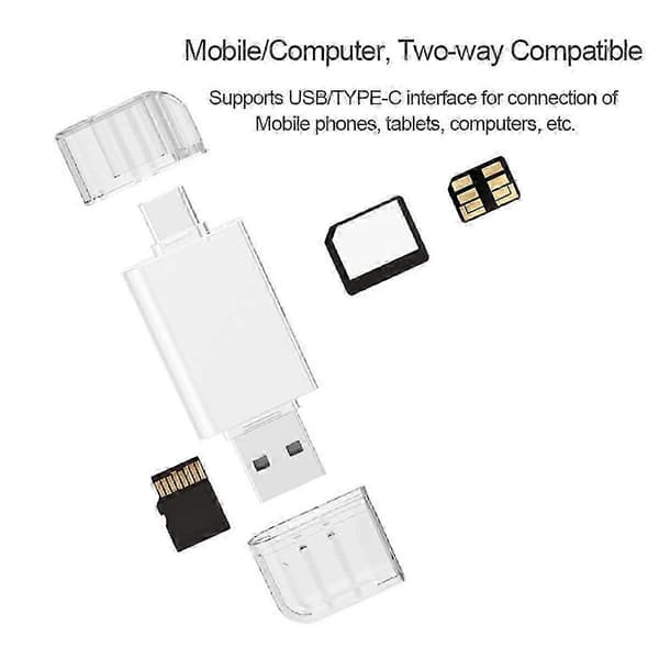 USB-C til NM Nano Memory Card TF Micro-SD Kortlæser Adapter til Mobiltelefoner og Bærbare Computere med USB 2.0 Support