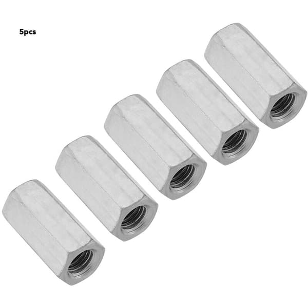 5 stk lang stangmutter, sekskantmutter, avstandsstykker med gjenger (M12 x 38)