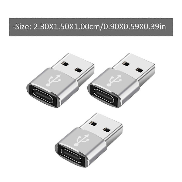 3 stk. USB-C til USB-adapter USB 3.0 til USB-C-konverter til telefon, tablet, bærbar computer
