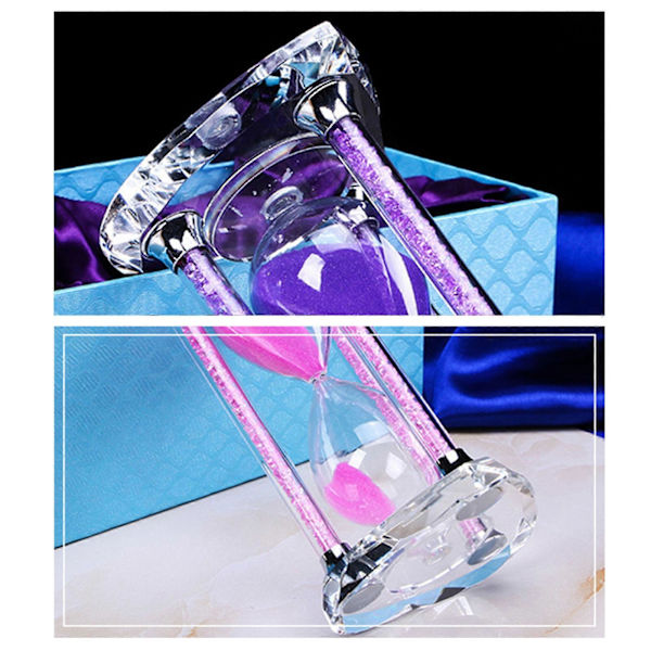 Kristall Timglas Sandklocka med Presentförpackning 30 Minuters Timer med Presentförpackning för Matlagning Studier och Tidshantering Blå