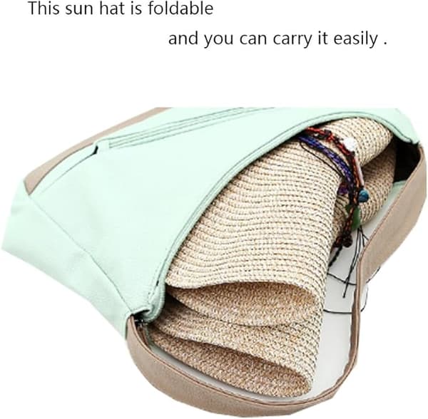 Dame Solhat Bred Skygge Sammenfoldelig Justerbar Sommer Strand Solhat UPF 50+