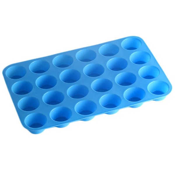 Non-stick silikon mini muffins- och cupcakebakform 24 koppar, BPA-fri (Blå)