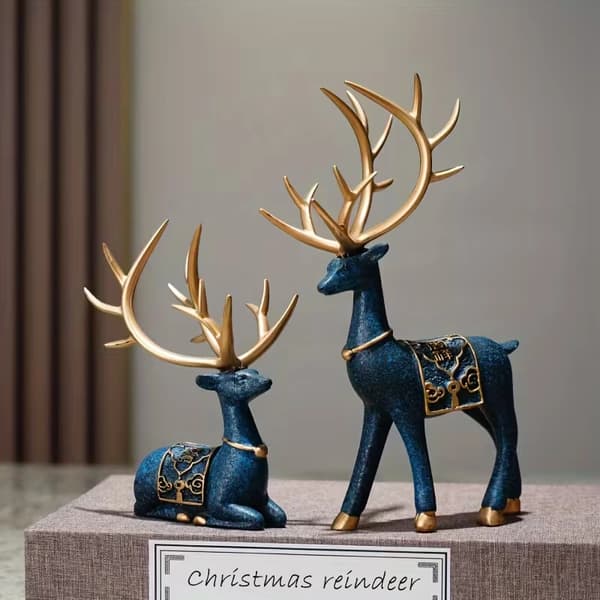 Elegant Rensdyr Statue Sæt (2 stk.) - Samlerobjekter med juletema 1PC