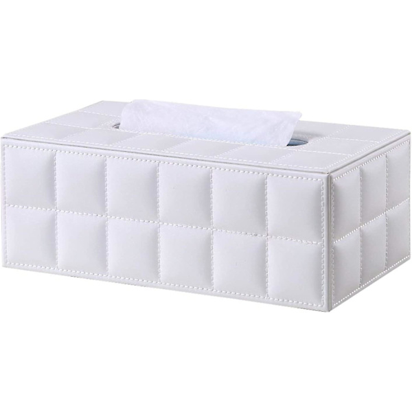 Rektangulär Tissue Box i Läder (vit)