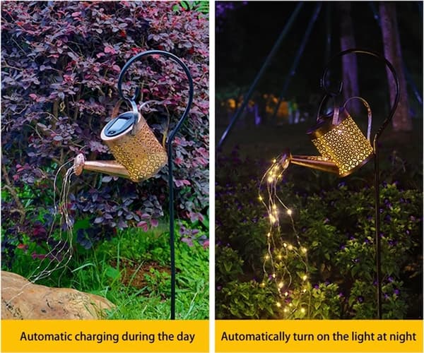 LED solcelle vandkande dekorativ kande LED vandfald til have udendørs lamper, 80*24cm