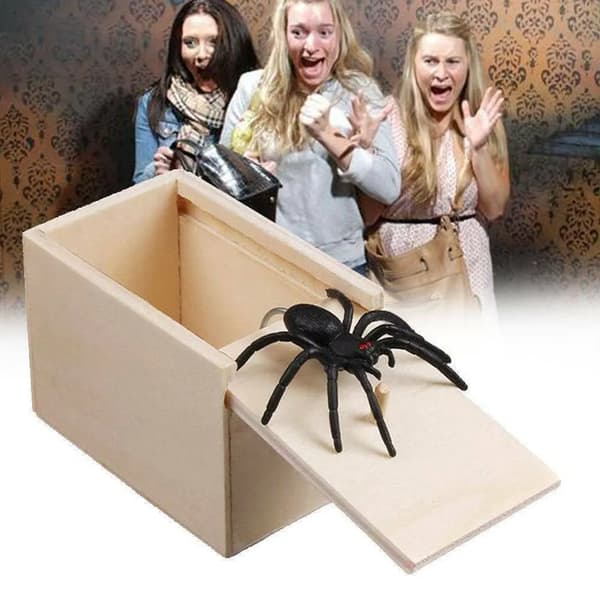 Edderkopp i boks-spøkeleke i tre, Halloween- og julepynt
