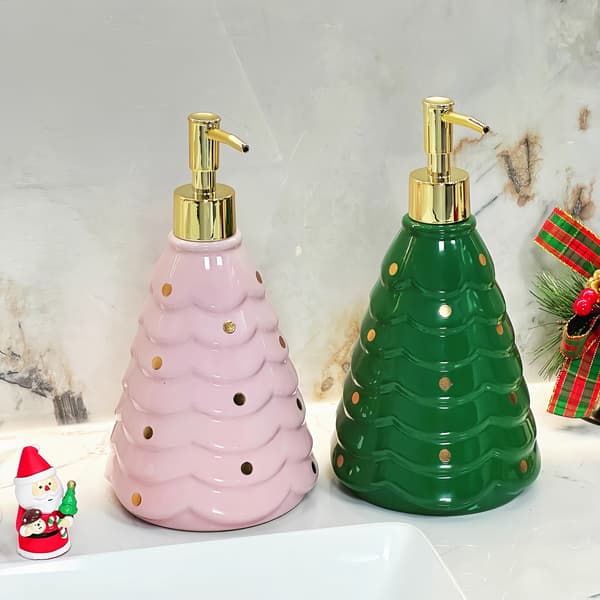 Juletre keramisk såpeflaske 2PC