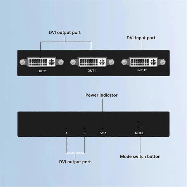 DVI Splitter 1X2 Switch Switcher Extender Adapter 1 DVI-D Input og 2 DVI-D Output Dual Display til