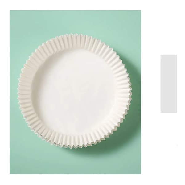 50 stycken engångs pappersinsats pappersfoder non-stick oljepapper burgerpapper bakplåtspapper för varmluftsfritös stekpanna ångkokare vit