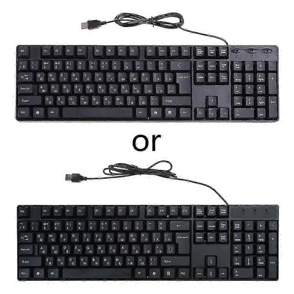 Kvalitets kablet USB Russisk/Engelsk Tosproget Tastatur til Tablet/til Windows PC/Laptop/iOS/Android