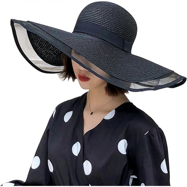 Sommarstrand Solhattar för Kvinnor Vikbara Floppy Resevänliga UV-Hatt, Bredbrättad Hatt UPF 50+