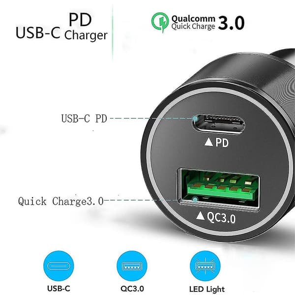 Hurtiglader 3.0 Billader Biladapter Med Doble Usb-porter Kompatibel