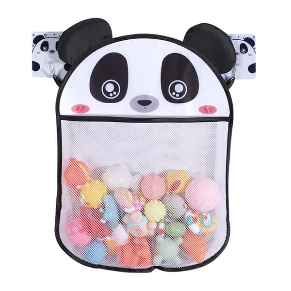 Badelekenett, oppbevaring av badeleker, babybadelekeorganisator med sugekopp, panda
