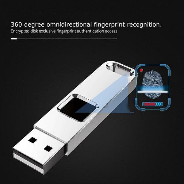32GB USB-minne med fingeravtryckssäkerhet, krypterad U-disk för PC-dataskydd och lagringslösningar