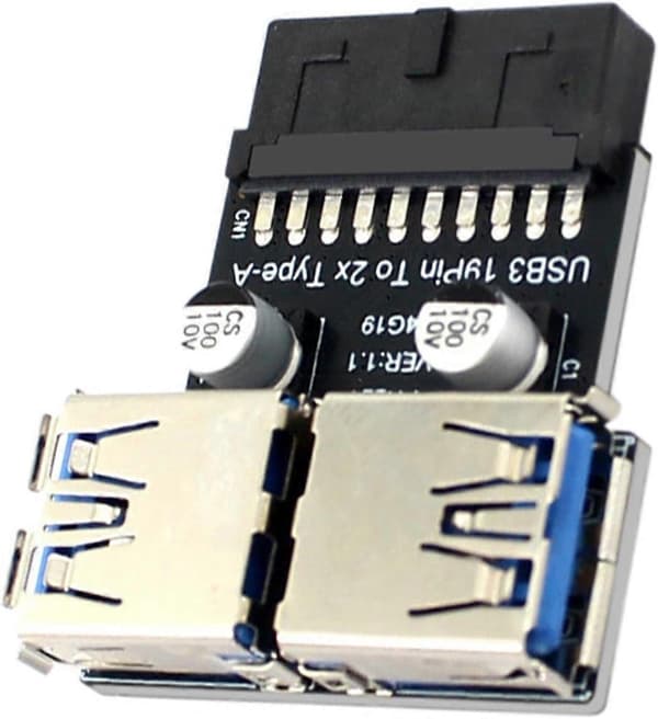 USB Adapter Header 19/20Pin Til USB-stik 2 Port USB 3.0 Konverterkort Til PC Bundkort Udvidelse