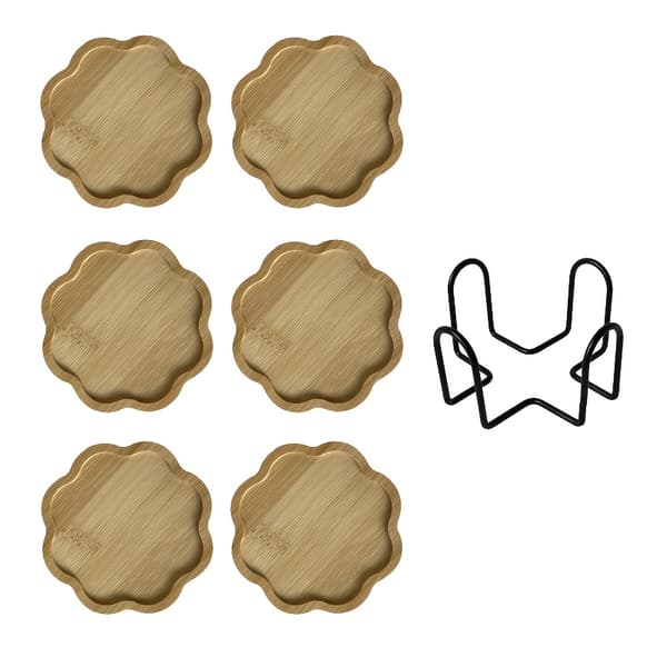 Et sæt med 6 simple og kreative bambus coasters 6 items