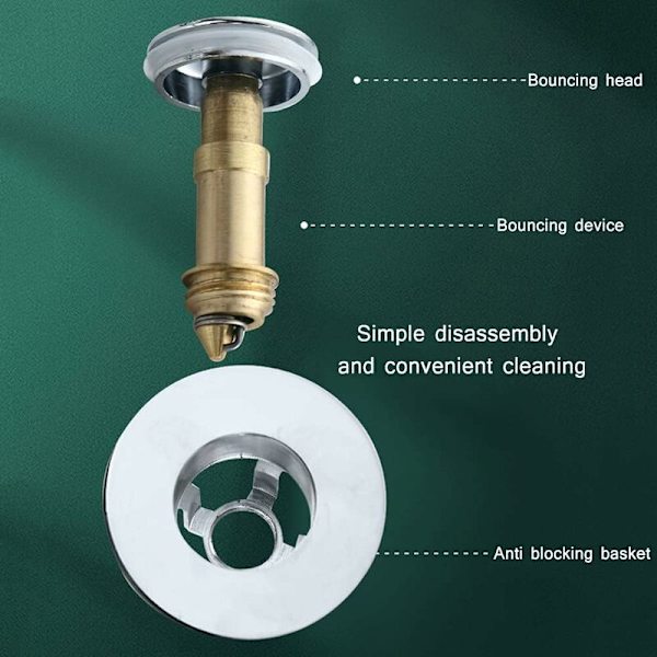 Avløpsfilter Elastisk Kjerne Badekar Avløpsplugg Vask Kum Filter Badekarplugg Universell Rustfritt Stål Elastisk Kjerne