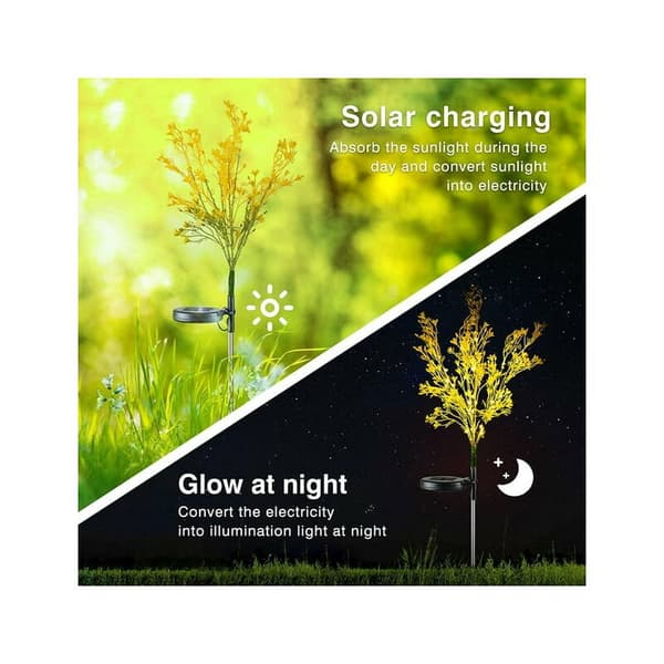 Udendørs solcellelanterne, solcellelampe, solcellehavelampe, havepynt solcellebatteri, pakke med 2 (gul)