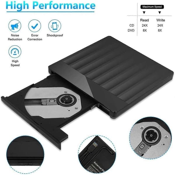 Dvd-afspiller Ekstern DVD-brænder USB 3.0 TypeC PC Universal CD/DVD-læser/-skriver