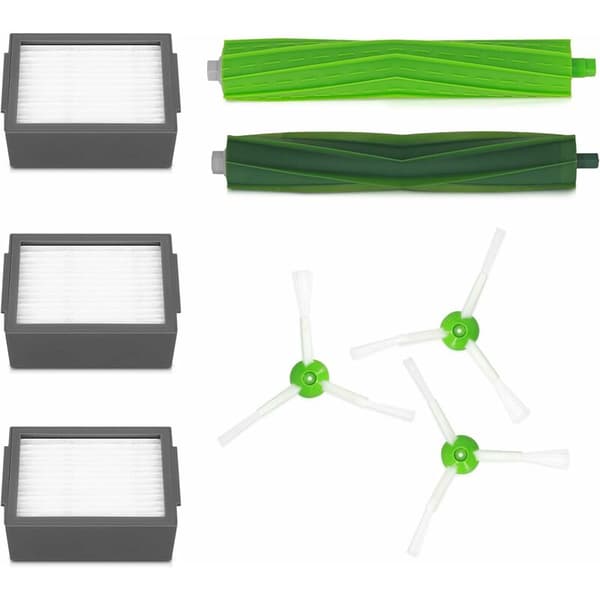 Fejemaskine tilbehørssæt til Irobot i7 E5 E6-serien (1 par hovedbørster + 3 filtre + 3 sidebørster)