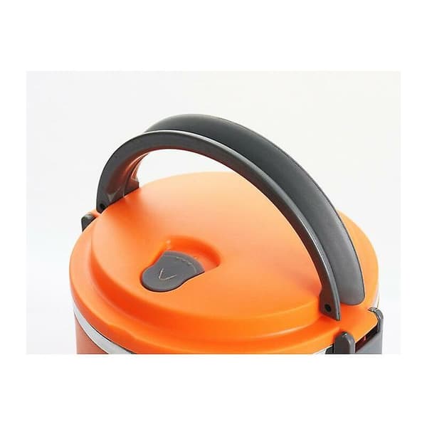 Termos madkasse i rustfrit stål, bærbar lækagesikker rund madbeholder (orange)
