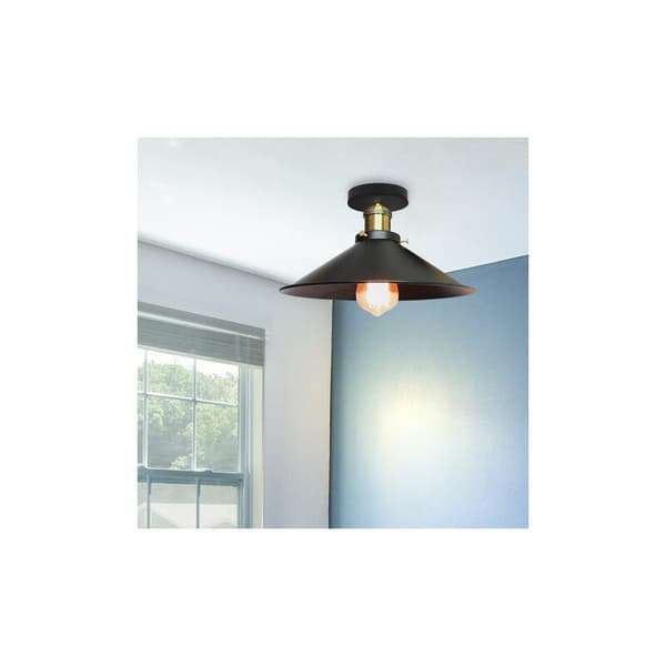 Cham 30cm Paraplyhat Design Loftlampe Retro Industriel Metal Lysekrone E27 Sort - Sort