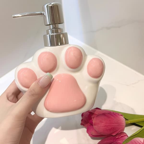 Keramisk lotionflaska i kattfotstil pink