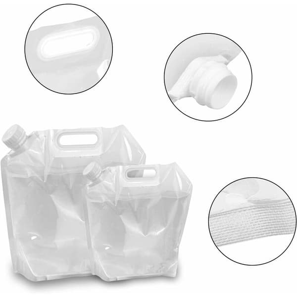 Vikbar vattenbehållare, bärbar vikbar vattentank för utomhusbruk och camping, 2-pack, 5L och 10L, vit?? - MODOU