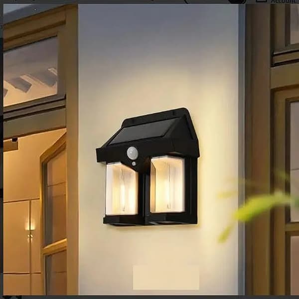 Solar vegglampe solcellelys utendørslys vanntett solcellelampe med bevegelsessensor sikkerhetslys svart dobbelthode