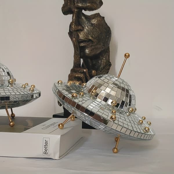 Diskokula UFO-Dekoration - Metallisk Reflekterande Effekt silver