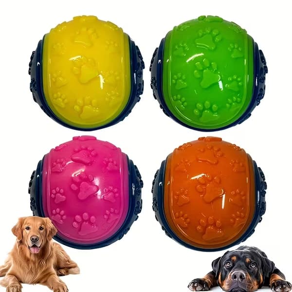 4 Pibende Hundebolde - Holdbart tyggelegetøj til tandrensning 4PC