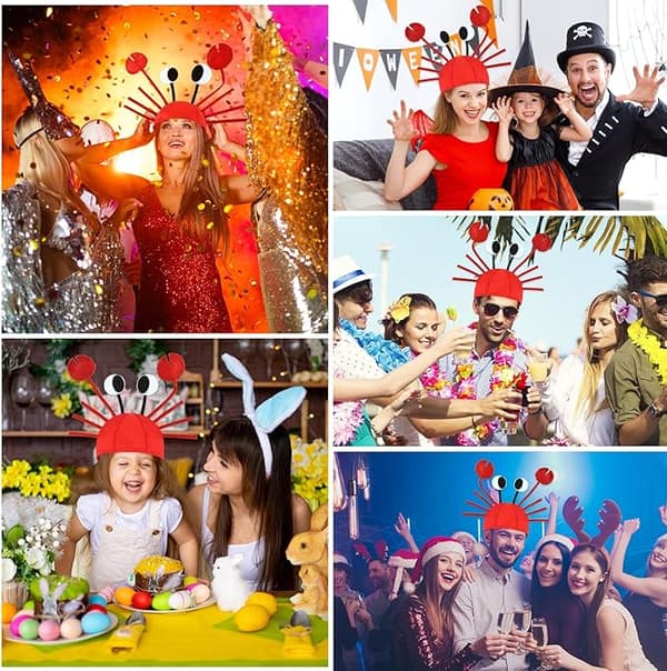 Justerbar krabbe-festhatt for barn og voksne, karneval, Halloween-dekorasjon