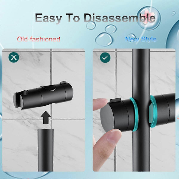 Brusehovedholder, Universal Brusehovedholder Sort Til 18-25 mm Solid ABS Bruserstang Tyknet og Forbedret Version Brusehovedholder, Mat Sort