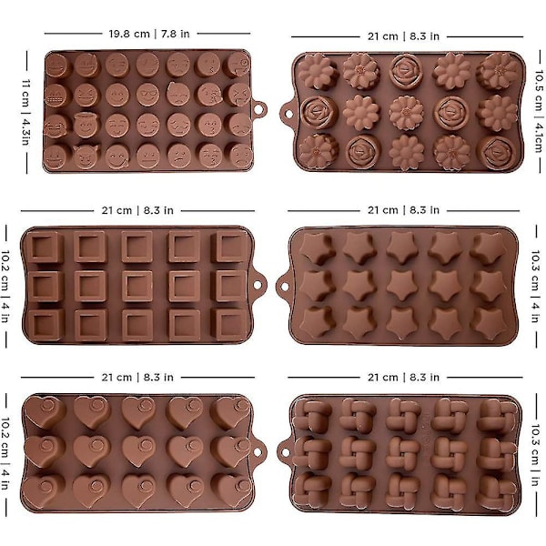 6 Stykker Kageform Multi Style Silikone Chokoladeform L Bagning