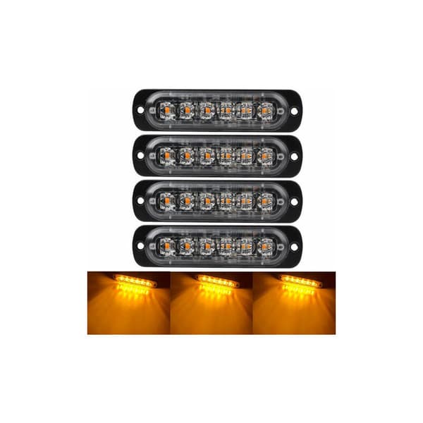 4 køretøjsnødblinklys Lastbilnødblinklys Strobelys LED gule lys 4 stk.