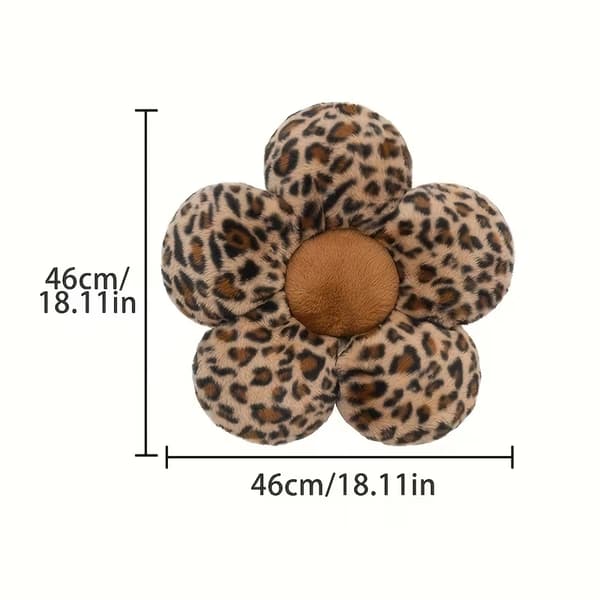 Leopard print blomstret plys pude - blødt plys materiale Brown B (45cm)