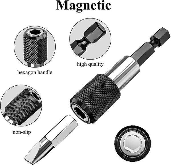 5 stk magnetisk bitsholder, 1/4 tomme 60 mm slagbitsholder