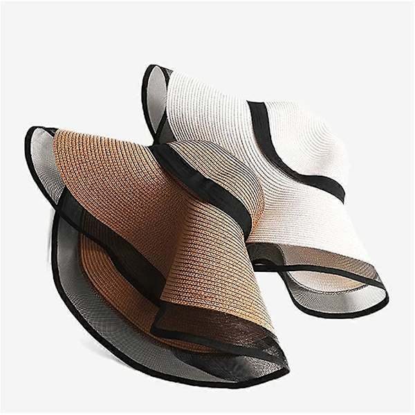 Sommarstrand Solhattar för Kvinnor Vikbara Floppy Resevänliga UV-Hatt, Bredbrättad Hatt UPF 50+